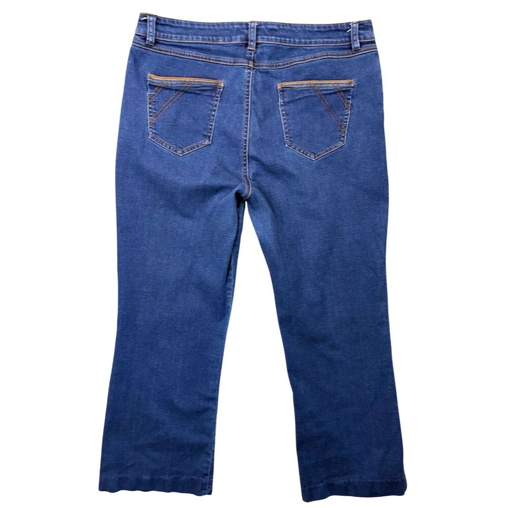 Foxcroft NYC Women's Jeans 16 Blue Straight Leg Stretch Denim Contrast Piping - Picture 3 of 12